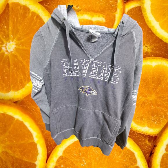 NFL Women's Gray Ravens Fleece Hooded Long Sleeve‎ Pullover Sweatshirt - Picture 4 of 7